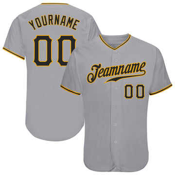 Custom Gray Black-Gold Authentic Baseball Jersey