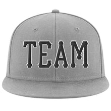 Load image into Gallery viewer, Custom Gray Black-White Stitched Adjustable Snapback Hat
