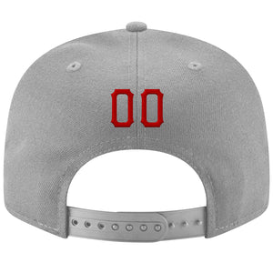 Custom Gray Red-Black Stitched Adjustable Snapback Hat