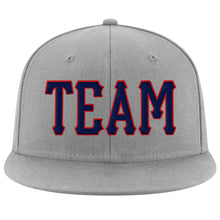 Load image into Gallery viewer, Custom Gray Navy-Red Stitched Adjustable Snapback Hat
