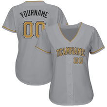 Load image into Gallery viewer, Custom Gray Old Gold-Black Authentic Baseball Jersey
