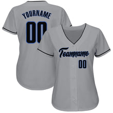 Load image into Gallery viewer, Custom Gray Black-Blue Authentic Baseball Jersey
