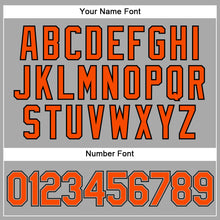 Load image into Gallery viewer, Custom Gray Black Pinstripe Orange-Black Authentic Baseball Jersey

