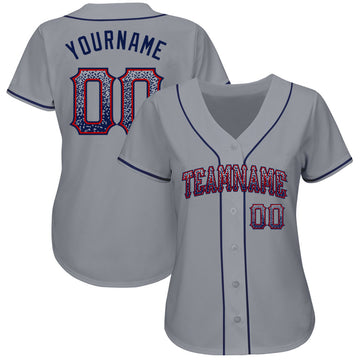 Custom Gray Navy-Red Authentic Drift Fashion Baseball Jersey