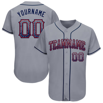 Custom Gray Navy-Red Authentic Drift Fashion Baseball Jersey