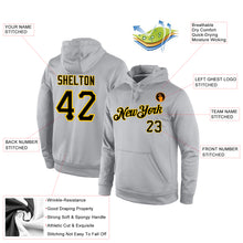 Load image into Gallery viewer, Custom Stitched Gray Black-Gold Sports Pullover Sweatshirt Hoodie
