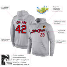 Load image into Gallery viewer, Custom Stitched Gray Red-Navy Sports Pullover Sweatshirt Hoodie
