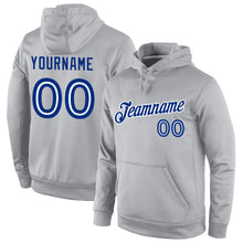 Load image into Gallery viewer, Custom Stitched Gray Royal-White Sports Pullover Sweatshirt Hoodie
