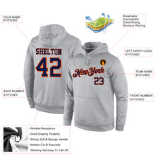 Laden Sie das Bild in den Galerie-Viewer, Custom Stitched Gray Navy-Orange Sports Pullover Sweatshirt Hoodie
