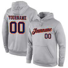 Load image into Gallery viewer, Custom Stitched Gray Navy-Orange Sports Pullover Sweatshirt Hoodie
