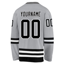 Laden Sie das Bild in den Galerie-Viewer, Custom Gray Black-White Hockey Jersey
