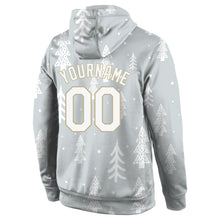 Laden Sie das Bild in den Galerie-Viewer, Custom Stitched Gray White-Old Gold Christmas 3D Sports Pullover Sweatshirt Hoodie

