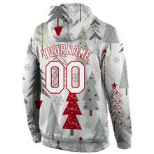 Laden Sie das Bild in den Galerie-Viewer, Custom Stitched Gray White-Red Christmas 3D Sports Pullover Sweatshirt Hoodie
