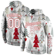 Laden Sie das Bild in den Galerie-Viewer, Custom Stitched Gray White-Red Christmas 3D Sports Pullover Sweatshirt Hoodie
