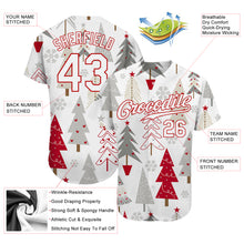 Laden Sie das Bild in den Galerie-Viewer, Custom Gray White-Red Christmas 3D Authentic Baseball Jersey
