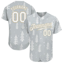 Загрузить изображение в средство просмотра галереи, Custom Gray White-Old Gold Christmas 3D Authentic Baseball Jersey

