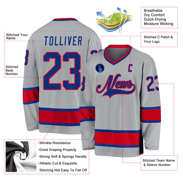 Cheap Custom White Royal-Red Hockey Jersey Free Shipping