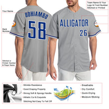 Load image into Gallery viewer, Custom Gray Royal-White Authentic Baseball Jersey
