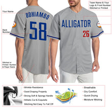 Laden Sie das Bild in den Galerie-Viewer, Custom Gray Royal-Red Authentic Baseball Jersey

