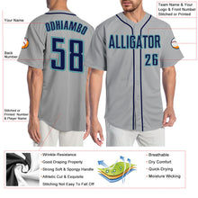 Laden Sie das Bild in den Galerie-Viewer, Custom Gray Navy-Teal Authentic Baseball Jersey
