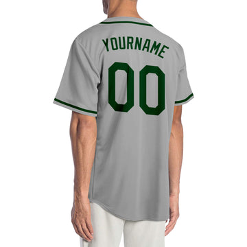 Custom Gray Green-Black Authentic Baseball Jersey