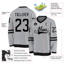 Load image into Gallery viewer, Custom Gray Black Hockey Jersey
