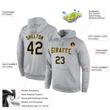Load image into Gallery viewer, Custom Stitched Gray Navy-Gold Sports Pullover Sweatshirt Hoodie
