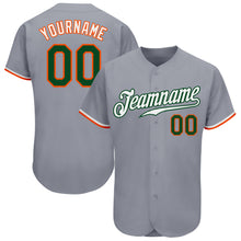 Load image into Gallery viewer, Custom Gray Green-Orange Authentic Baseball Jersey

