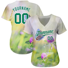 Load image into Gallery viewer, Custom Gray Kelly Green-White 3D Pattern Design Flowers And Butterfly Authentic Baseball Jersey
