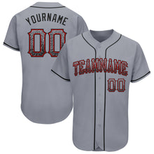 Load image into Gallery viewer, Custom Gray Black-Red Authentic Drift Fashion Baseball Jersey
