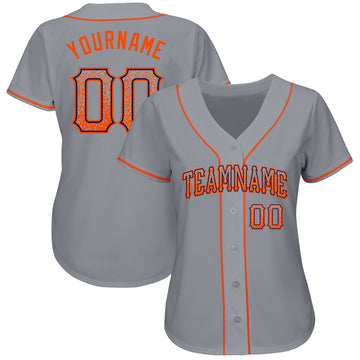 Custom Gray Orange-Navy Authentic Drift Fashion Baseball Jersey