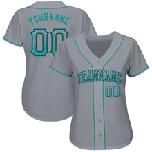 Load image into Gallery viewer, Custom Gray Teal-Black Authentic Drift Fashion Baseball Jersey
