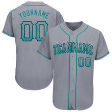 Load image into Gallery viewer, Custom Gray Teal-Black Authentic Drift Fashion Baseball Jersey
