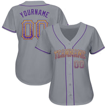 Laden Sie das Bild in den Galerie-Viewer, Custom Gray Purple-Gold Authentic Drift Fashion Baseball Jersey
