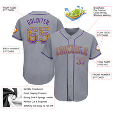Laden Sie das Bild in den Galerie-Viewer, Custom Gray Purple-Gold Authentic Drift Fashion Baseball Jersey
