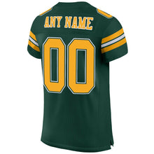 Load image into Gallery viewer, Custom Green Gold-White Mesh Authentic Football Jersey
