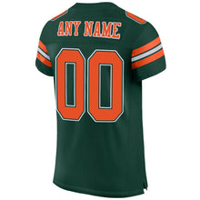 Load image into Gallery viewer, Custom Green Orange-White Mesh Authentic Football Jersey
