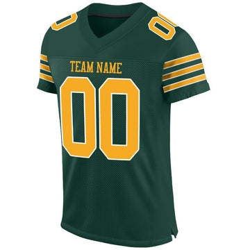 Custom Green Gold-White Mesh Authentic Football Jersey