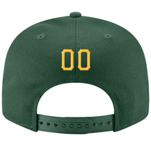 Laden Sie das Bild in den Galerie-Viewer, Custom Green Gold-White Stitched Adjustable Snapback Hat
