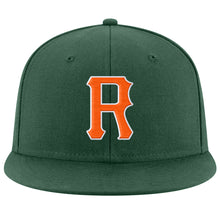 Load image into Gallery viewer, Custom Green Orange-White Stitched Adjustable Snapback Hat
