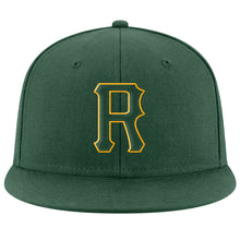 Load image into Gallery viewer, Custom Green Green-Gold Stitched Adjustable Snapback Hat

