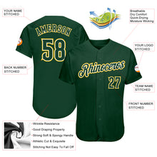 Load image into Gallery viewer, Custom Green Green-Gold Authentic Baseball Jersey
