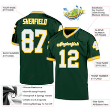 Load image into Gallery viewer, Custom Green White-Gold Mesh Authentic Throwback Football Jersey
