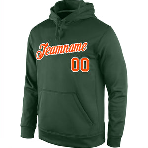 Custom Stitched Green Orange-White Sports Pullover Sweatshirt Hoodie