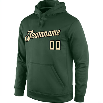 Custom Stitched Green Cream-Black Sports Pullover Sweatshirt Hoodie