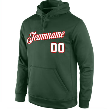 Custom Stitched Green White-Red Sports Pullover Sweatshirt Hoodie