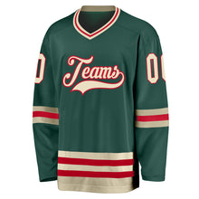 Load image into Gallery viewer, Custom Green Cream-Red Hockey Jersey
