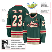 Laden Sie das Bild in den Galerie-Viewer, Custom Green Cream-Red Hockey Jersey
