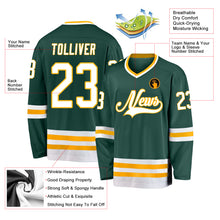 Load image into Gallery viewer, Custom Green White-Gold Hockey Jersey
