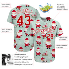 Load image into Gallery viewer, Custom Green Red-White Christmas 3D Authentic Baseball Jersey
